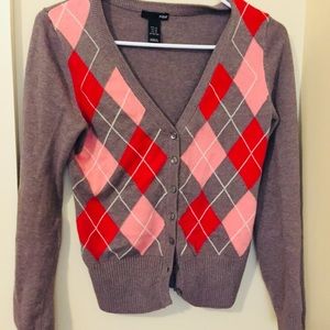 Cute H&M argyle cardigan